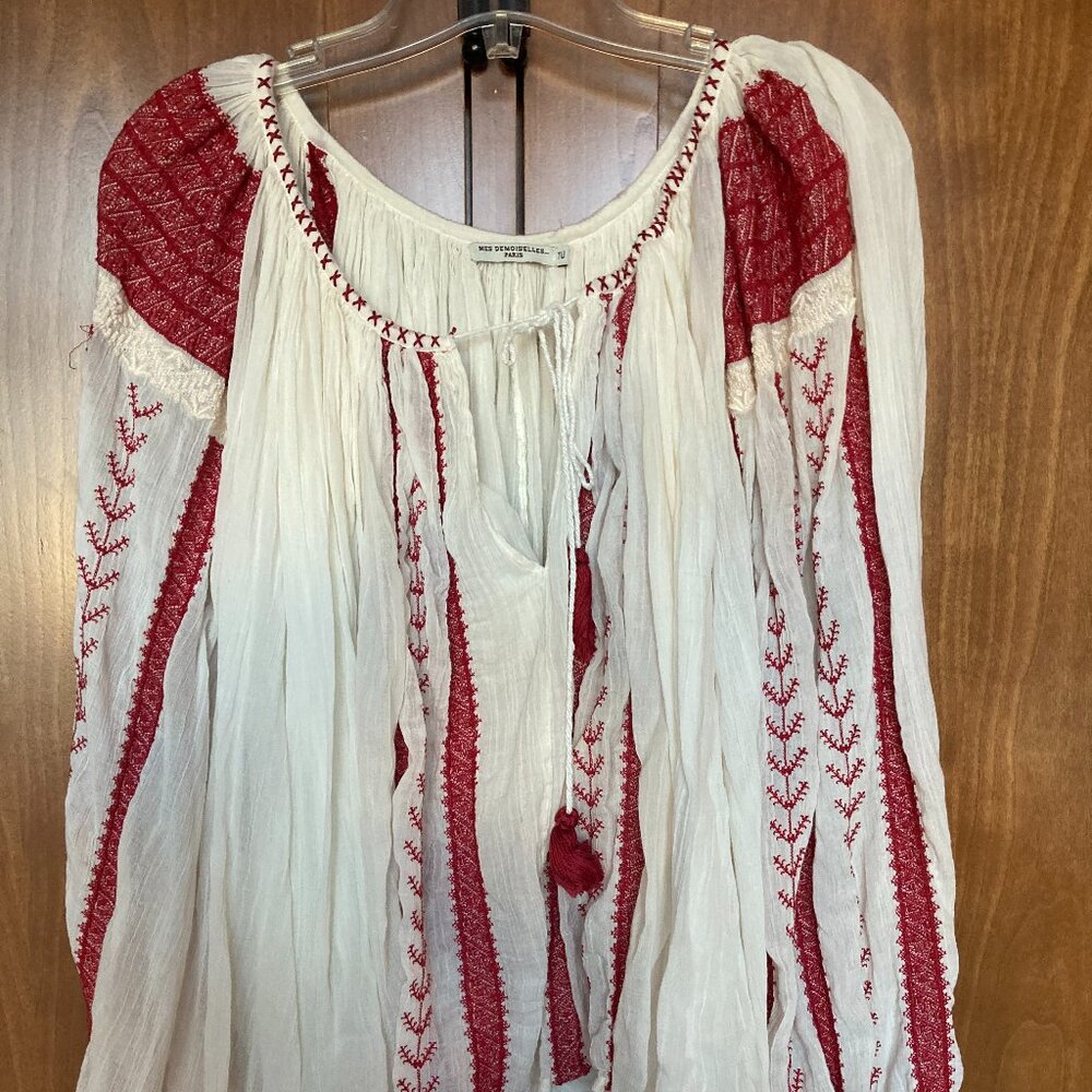 Red and White Cotton Blouse